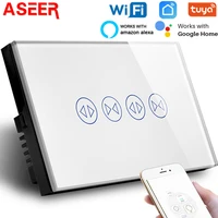 aseer auus standard smart wifi double curtain switch for shuttertouch screen glass switch panelcompatible alexagoogle home