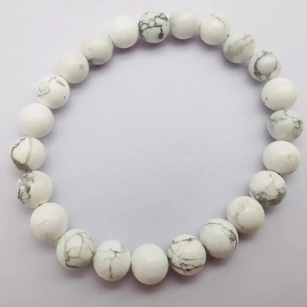 8 мм белый Howlite Круглые бусины браслет стрейч дюймов ювелирные изделия для женщин