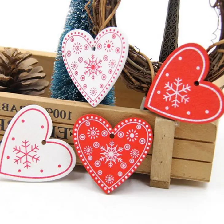 10 шт./партия 5 см Деревянный Рождественская елка сердце звезда изделия для