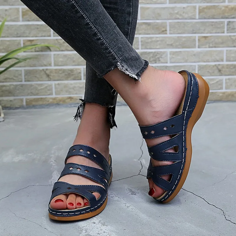 

Сандалии женские на платформе, мягкие босоножки на танкетке, Повседневная модная обувь с открытым носком, пляжные шлепанцы, лето