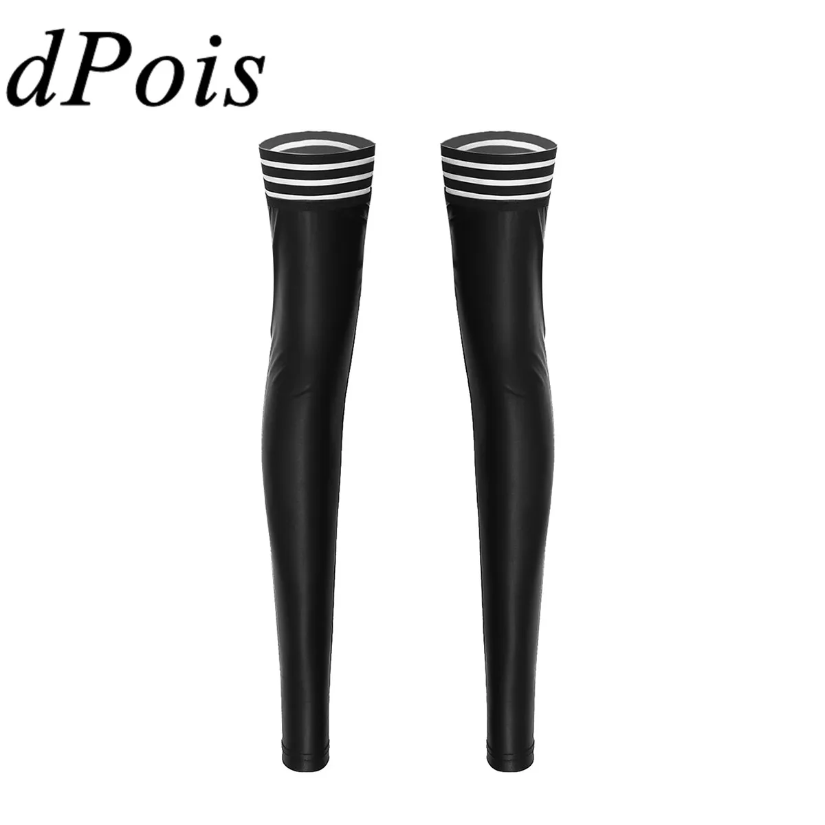 Женские черные сексуальные длинные колготки из лакированной кожи чулки носки