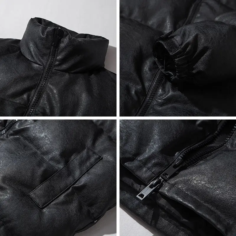 Winter Korean Version Trend Loose Thickened Leather Cotton Jacket Couples Bread Clothes Unisex Cotton Jacket Winter Jacket Women