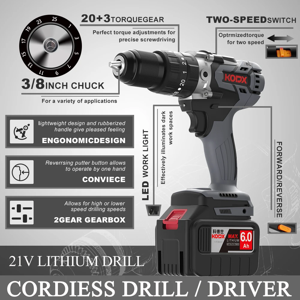 Беспроводная бесщеточная Ударная дрель промышленного класса по низкой цене