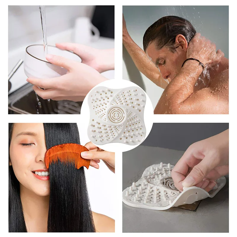 

1pcs Shower Drain Silicone Sink Drain Strainer Bathroom Hair Stopper Catcher Filter Rubber Bathtub Strainer Kitchen Accessories