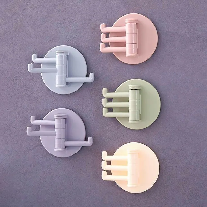 

2Pcs Versatile Rotating Wall Hook Seamless Adhesive Paste Branch Storage Tool For Kitchen Bathroom Gadgets Organizer Accessories