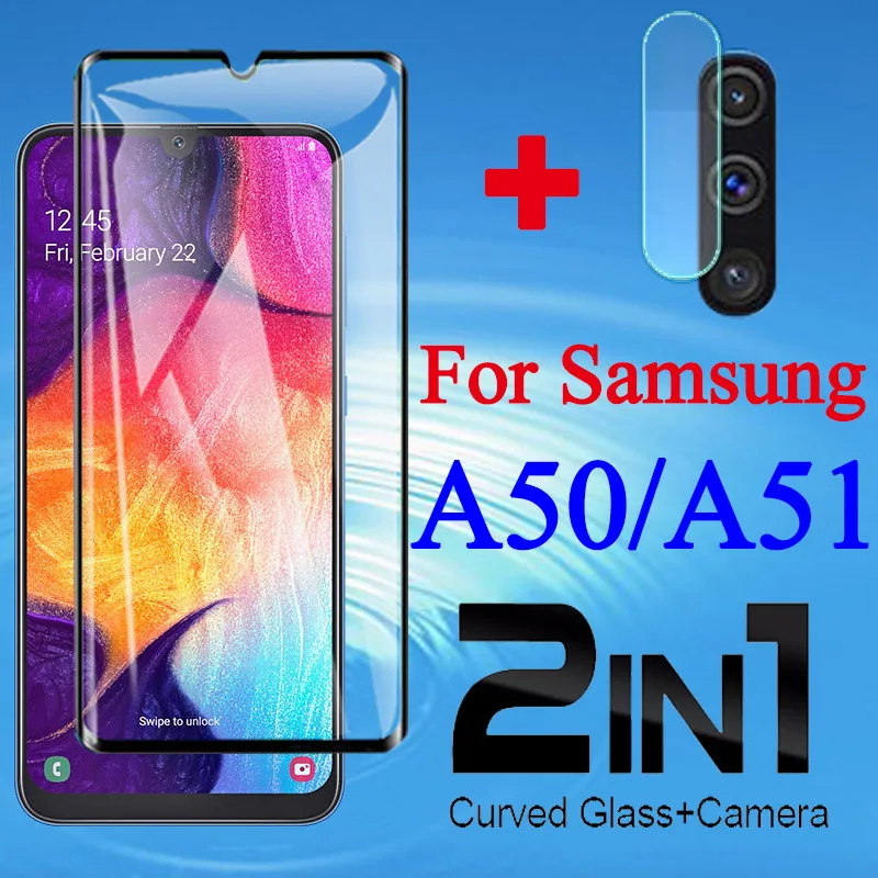 A50 закаленное стекло для Samsung galaxy a 51 50 Защитная пленка экрана a51 51a 50a glaxy с крышкой