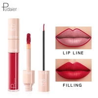 pudaier 2 in 1 matte liquid lipstick 20 professional makeup nude lipstick for makeup tint lip line long lasting waterproof