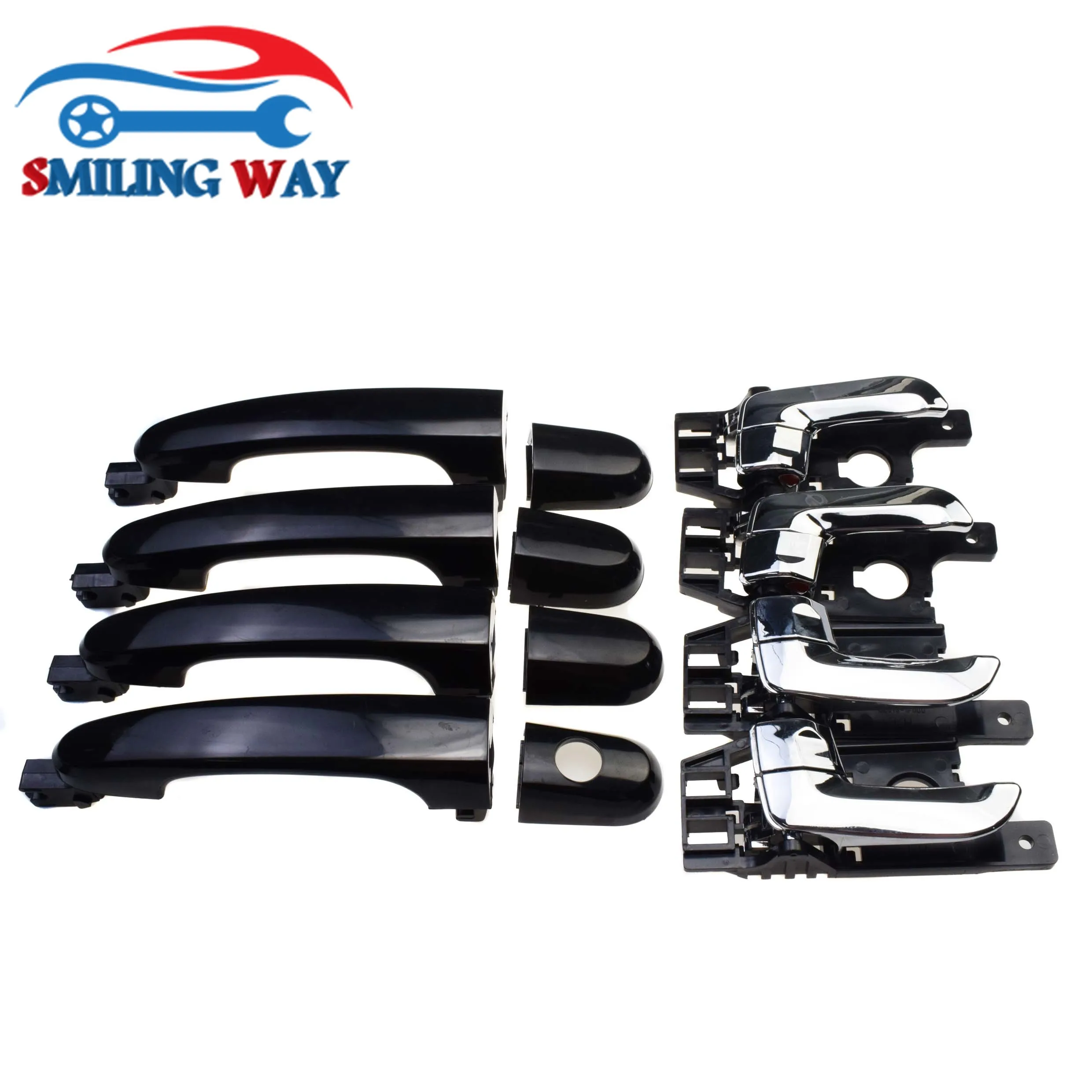 Хромированная черная внешняя и внутренняя дверная ручка 8 шт. передняя задняя