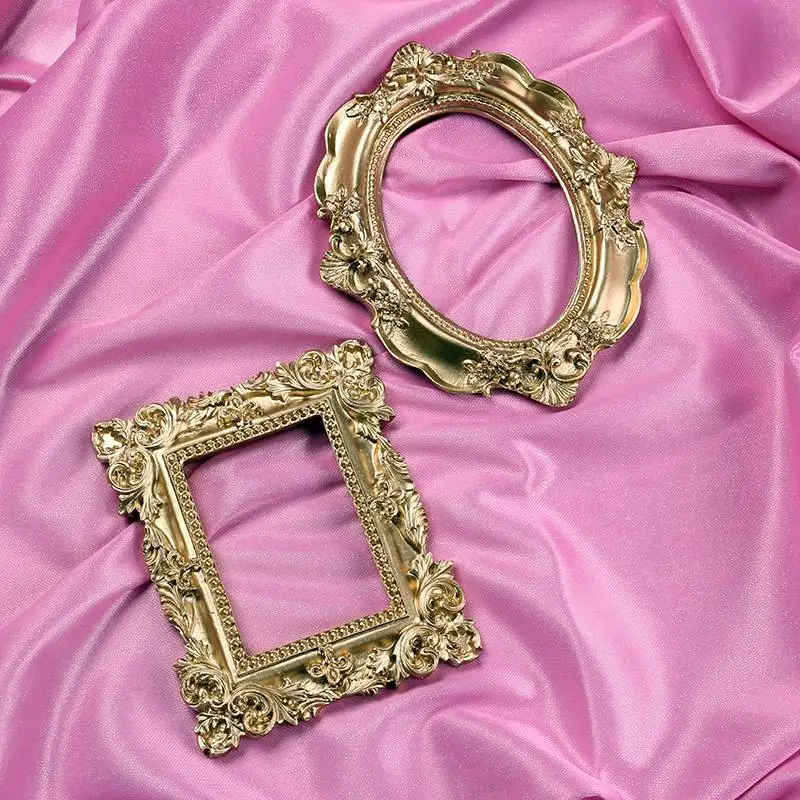 Золотая фоторамка в стиле ретро украшение для ногтей Европейский