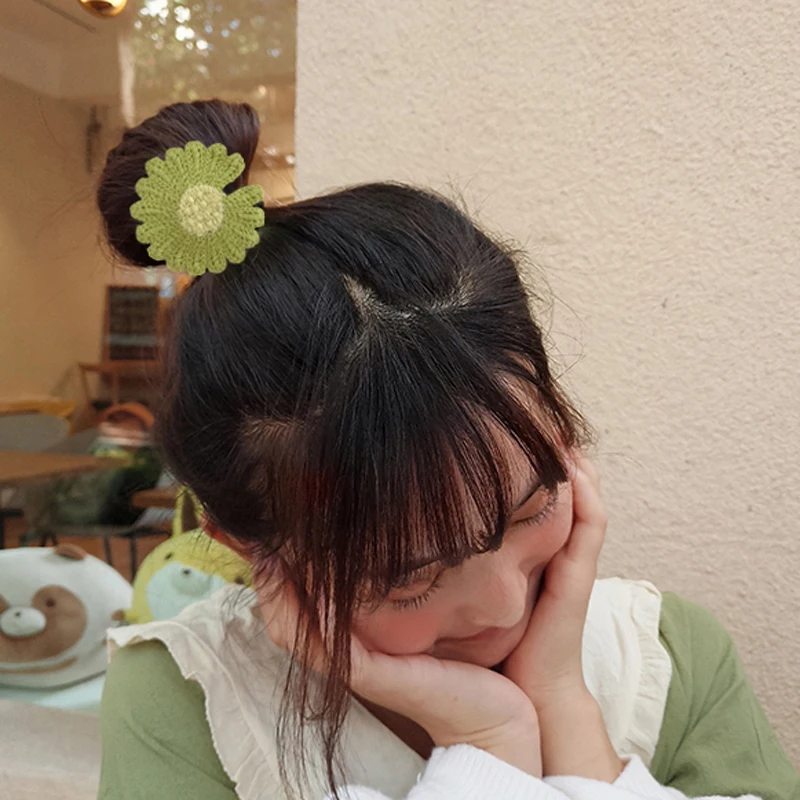 Заколки для волос с цветами аксессуары девочек милые детские зимние вязаные