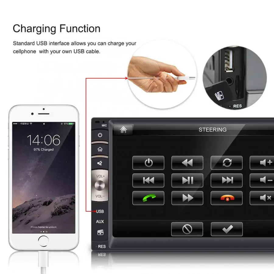 7 дюймов Универсальный 2 Din Bluetooth USB/TF FM Aux Вход автомобильная стереосистема радио MP5 плеер с зеркало заднего вида Камера автомобильный аудиоплеер