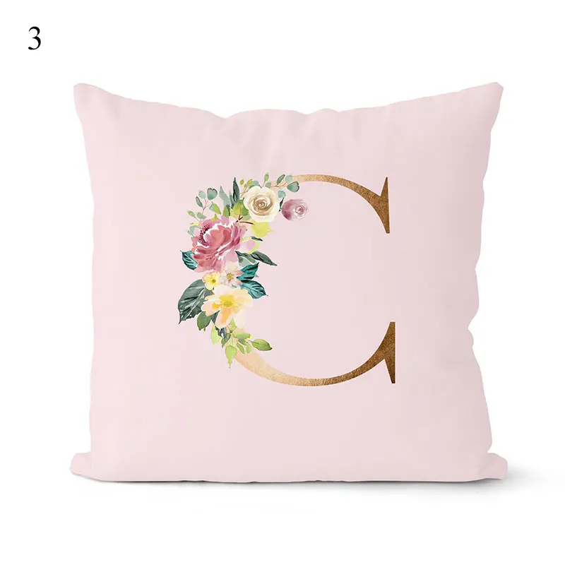 

Pink Series Pillow Cover English Alphabet Printing Pillow Case Smooth Decorative Cushion Cover Fashion Home Supplies Car Decor