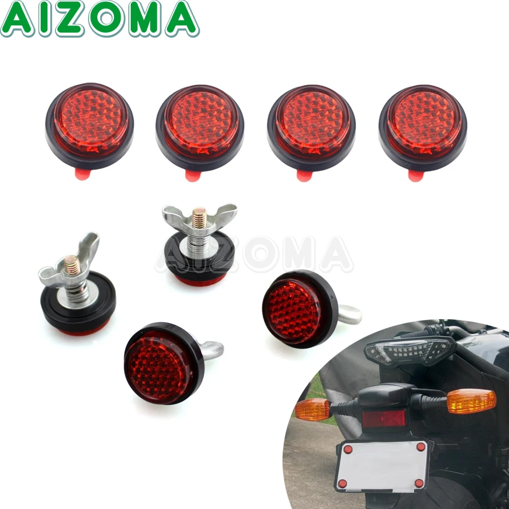 Bolt On/Stick On Motorcycle Truck Number Plate Red Reflectors For Suzuki Ducati BMW Honda Mini Warning Reflective Decorative