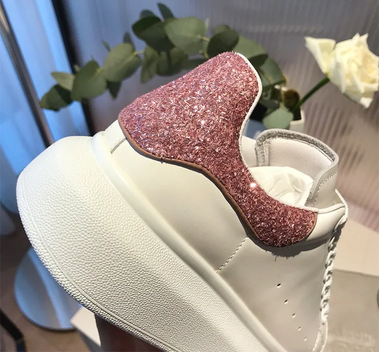 

Women's White Shoes Wheat Network Red Celebrity Inspired Leather High Edition Platform Inner Height Increase Shoes