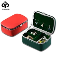 new portable jewelry box small travel mini korean pu leather stud earrings storage box