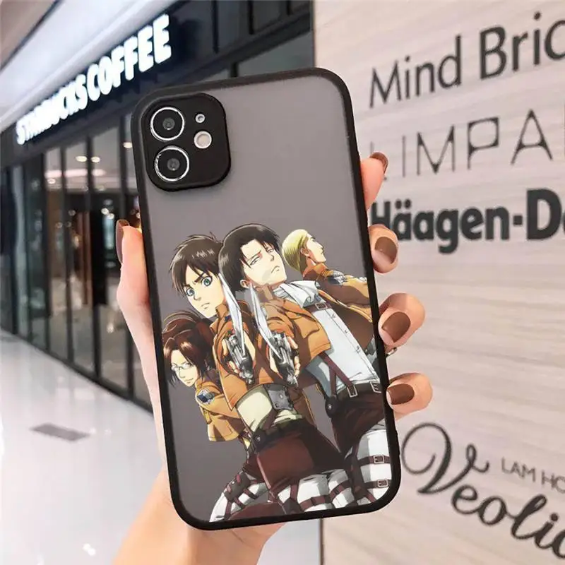 

Anime Japanese attack on Titan Phone Case Matte Transparent for iPhone 7 8 11 12 s mini pro X XS XR MAX Plus cover funda