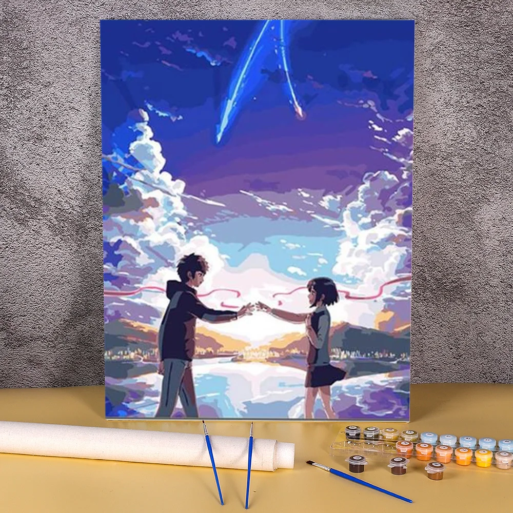

Cartoon Anime Coloring By Numbers Painting Set Oil Paints 50*70 Canvas Pictures Home Decoration Kids Wall Art Drawing