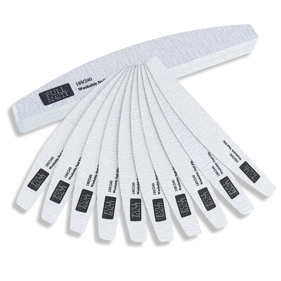 

10 Wooden Nail File Accessoires 180/240 Shine Sandpaper Buffer Half Moon Files Gel Polish Remover For Nails Manicure Tool BE1577