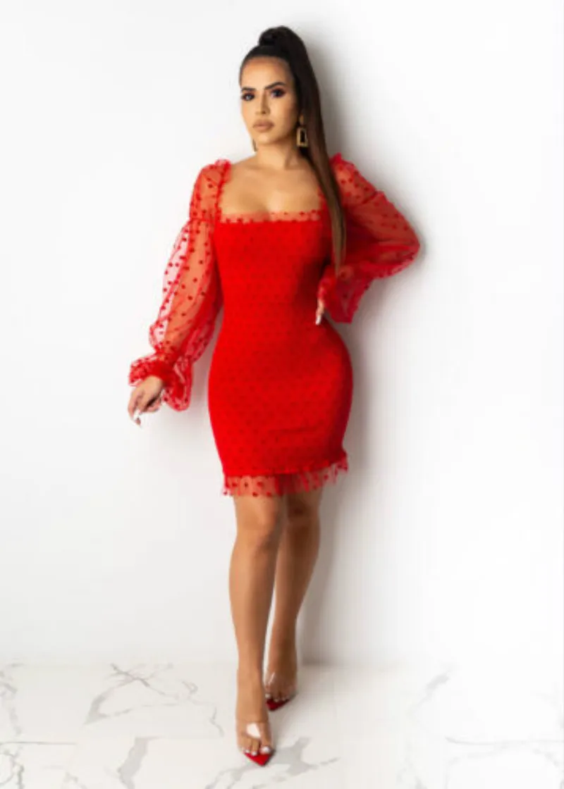 Женские платья футляр в горошек женские модные кружевные Короткие Сексуальные