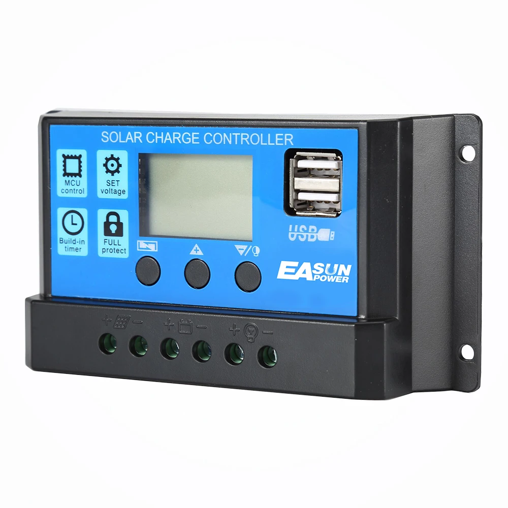 Solar controller 30A 12V 24V Auto Charge Controller PWM With LCD Dual USB 5V Output Cell Panel Regulator PV Home | Строительство и