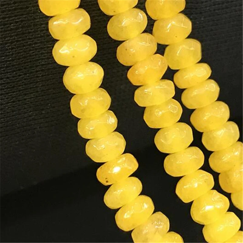 Колесо бусины желтый натуральные нефриты камень халцедон граненые бусинки rondelle