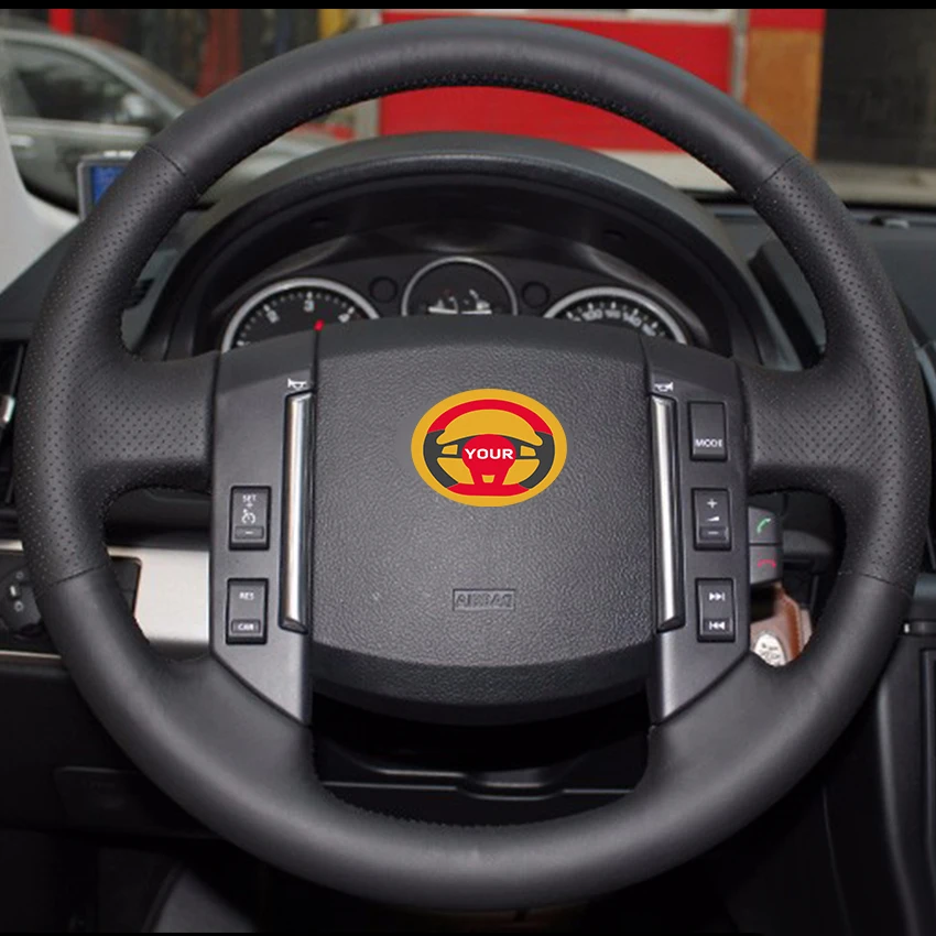Black Natural Leather Car Steering Wheel Cover for Land Rover Freelander 2 2007-2012 | Автомобили и мотоциклы
