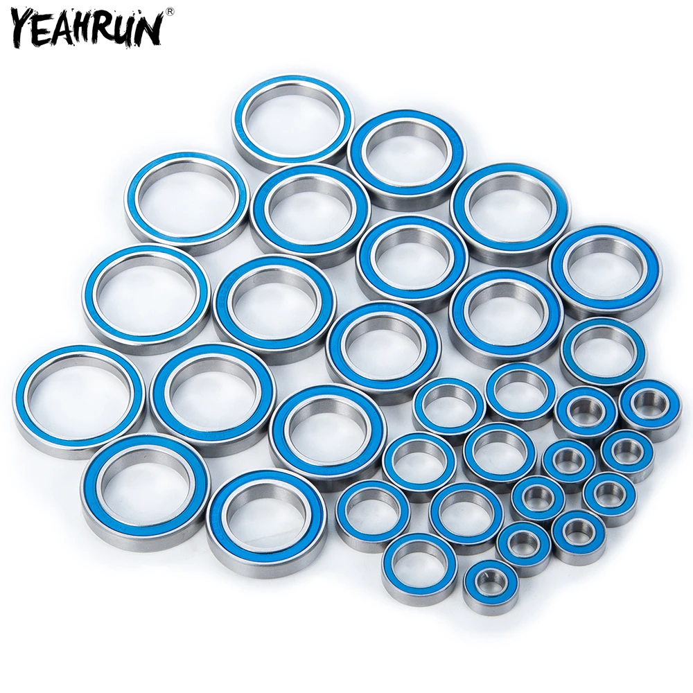 YEAHRUN-rodamiento de bolas de cubo de rueda RC, conjunto de rodamientos sellados de goma azul de acero cromado para Traxxas 8s x-maxx RC, piezas de actualizaci&oacute;n de coche, 33 Uds.-0
