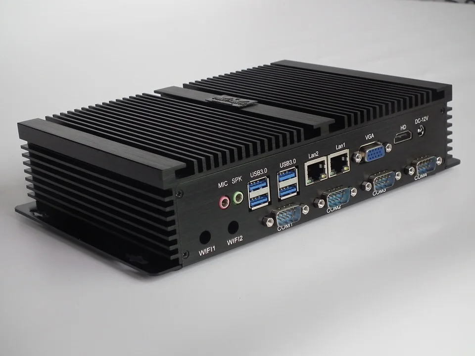 Безвентиляторный usb 3.0 промышленных с двойной гигабитный lan 4 com hdmi автоматической загрузки intel celeron c1037u 1.8g 4g барана 16g ssd windows linux