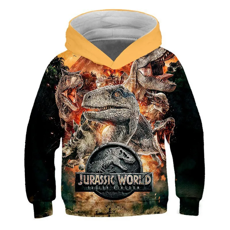 

Boys And Girls Dinosaur Hoodie Children's Sweatshirt Pullover 3D Animal Print Top Casual Coat Autumn 2021