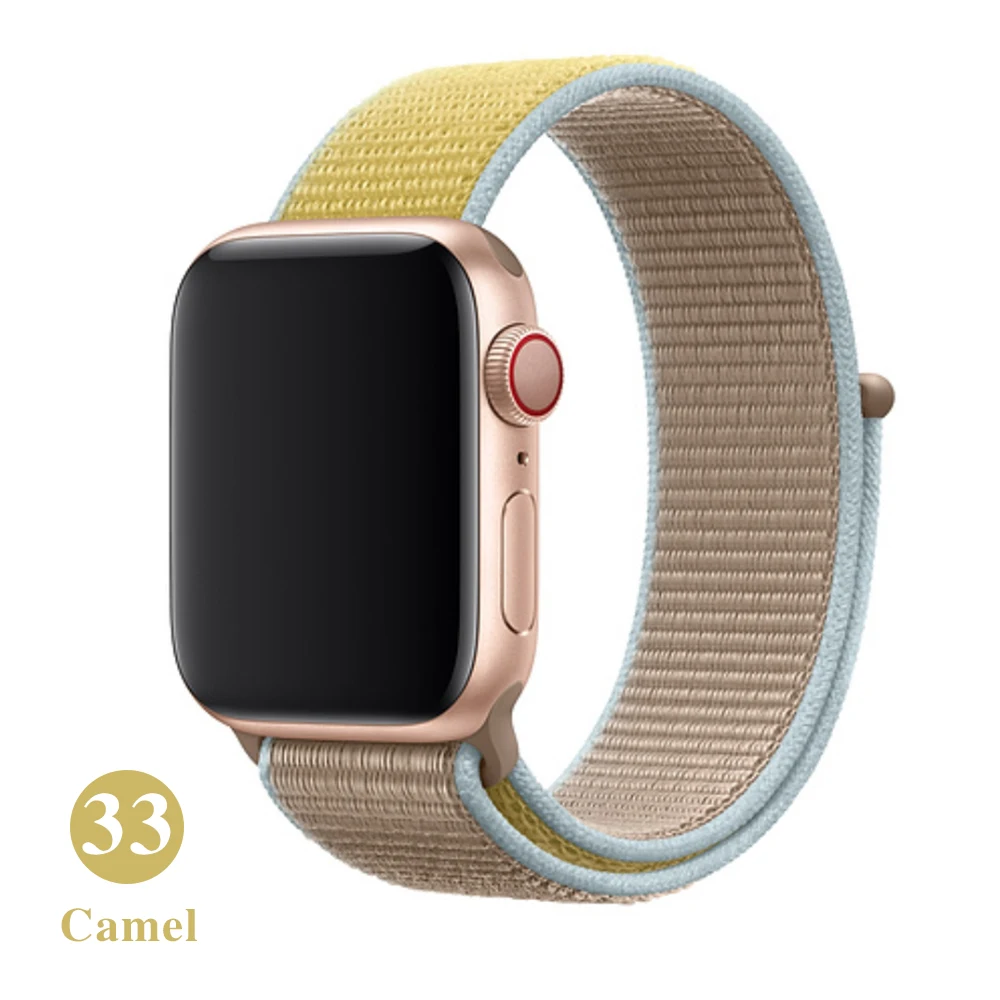 Спортивный ремешок для apple Watch 42 мм с iwatch 38 мм 44 мм 40 мм correas apple Watch 5 4 3 браслет нейлон 2/1 - Цвет ремешка: Camel