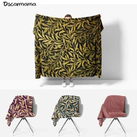 scandinavian william morris bohemian plant leaves black gold queen size blanket picnic beach towel sofa bed cover up wall decor