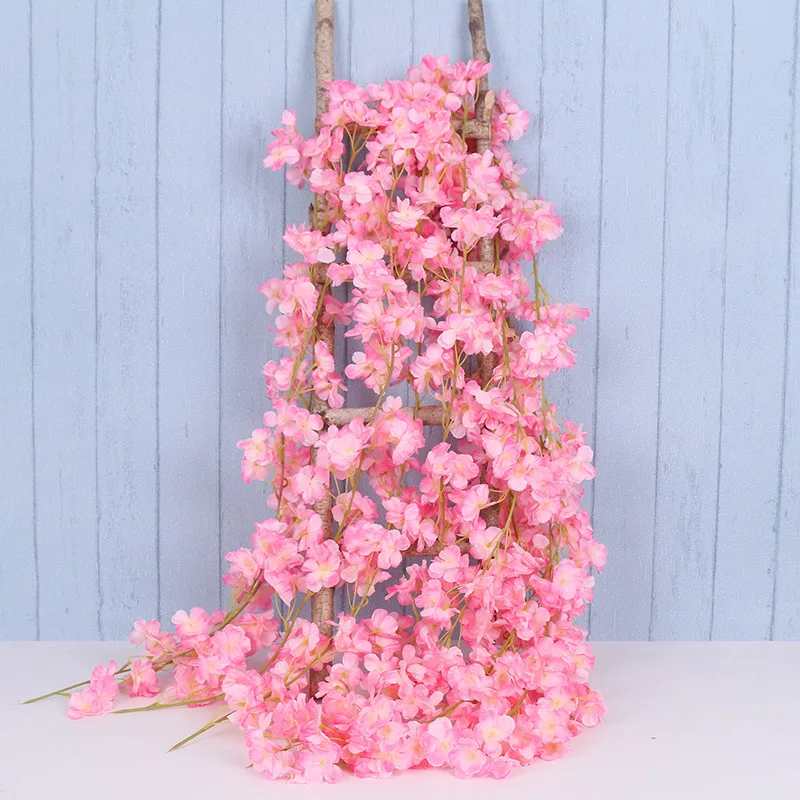 

180cm Silk Rose Flower Garland Home Garden Wedding Decor Ivy Vine 135Heads Artificial Flowers Arch Rattan Hanging Wall Garland