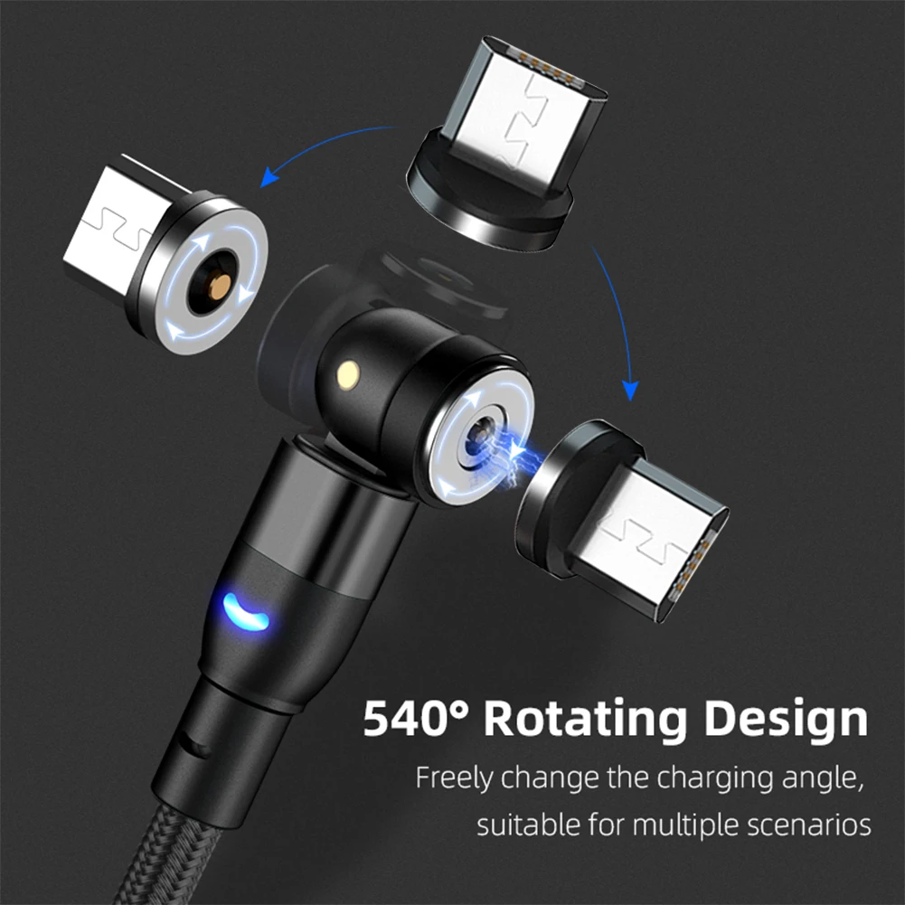 Магнитный кабель Micro USB Type-C со светодиодсветильник кой 540 А | Мобильные телефоны и