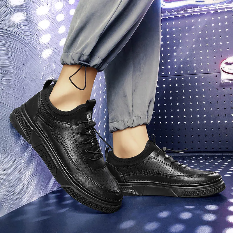 

Quality Genuine Leather Men's Casual Shoes Winter Trend Warm Sneakers Non-slip Rubber Fashion White Low Male Shoes