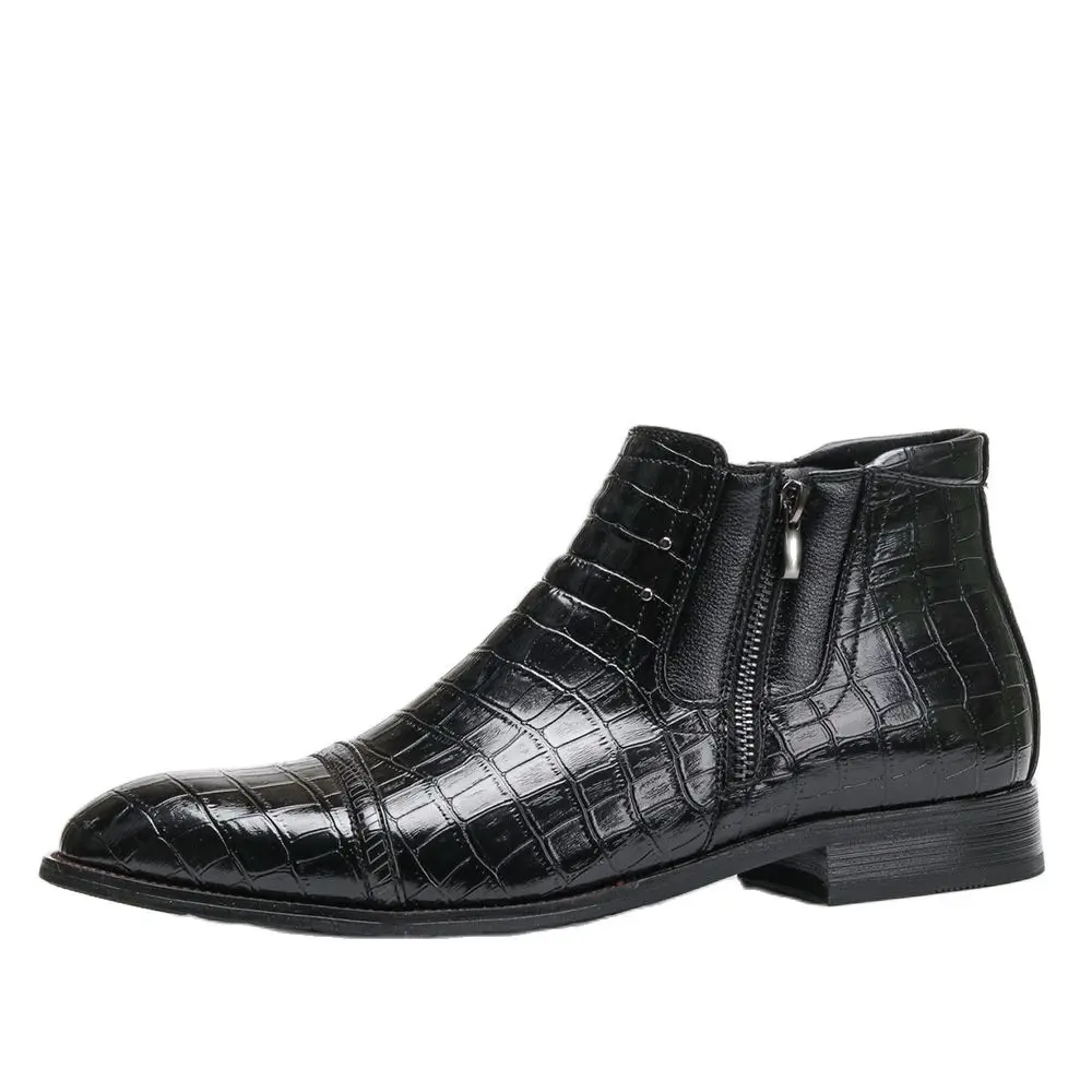 

Autumn Winter New Men Leather Boots Versatile Fashion Business Casual Short Boots Trend British Youth High Shoes