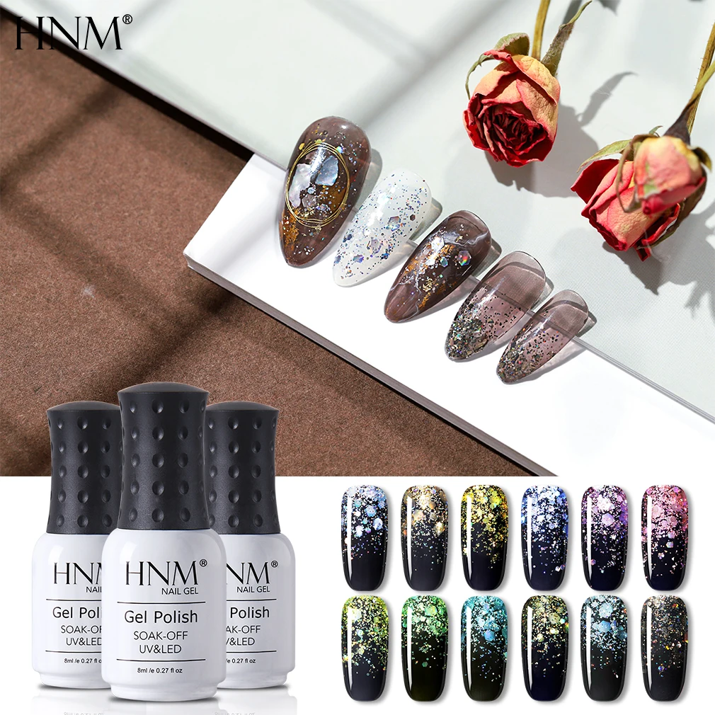 HNM 8 мл блеск для дождливой погоды блестящая УФ гель ногтей Длительное Действие