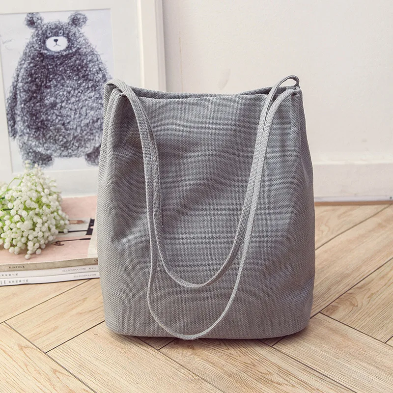 

2021 Women's Bag New Handmade Original Cotton Linen Simple One Shoulder Canvas Bag Student Bag Bucket Bag