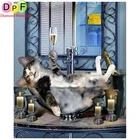 5D алмазная живопись DPF, картина из квадратных страз, вышивка крестиком, мозаика Кот наслаждается, картина для домашнего декора