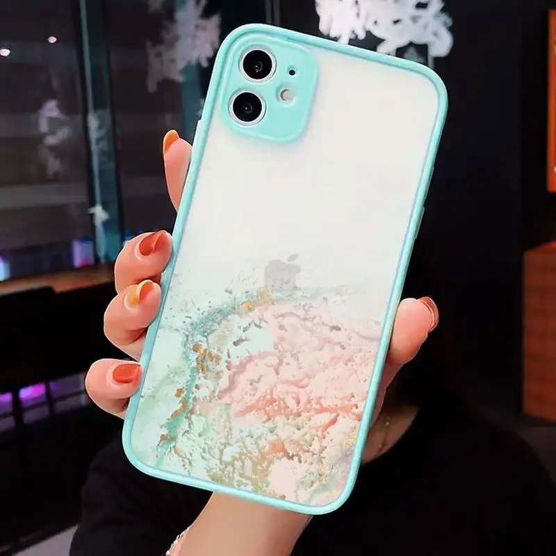 

Marble Gradient sea ocean wave Phone Cases Matte Transparent for iPhone 7 8 11 12 s mini pro X XS XR MAX Plus cover funda