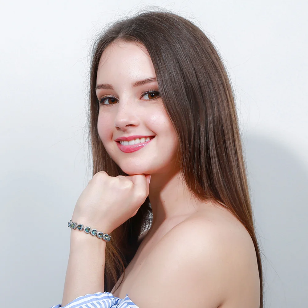 Женский браслет цепочка с кристаллами в форме сердца|bracelets for|sterling silver bracelet925 sterling