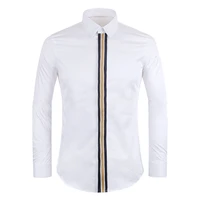 2021 new mens shirt long sleeved slim light luxury business mens black and white mens shirt button up shirt