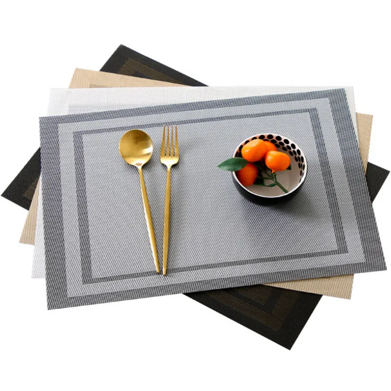 

1pc Double Frame PVC Placemats Dining Cup Coaster Plastic Kitchen Accessories Washable Tableware Kitchen Tool Mat