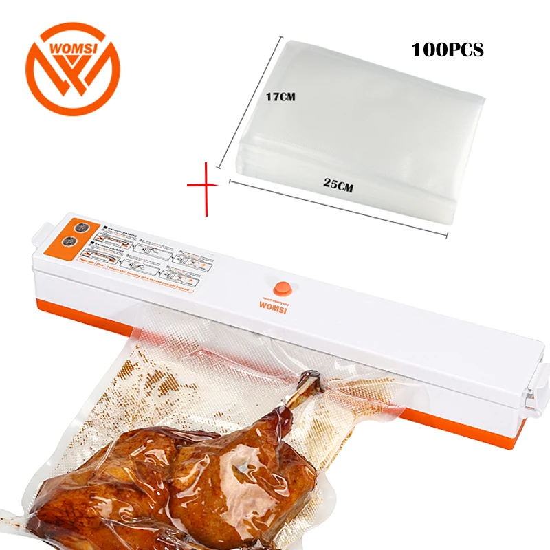 WOMSI вакуумный упаковщик для пищевых продуктов упаковочная машина с 15 пакетами
