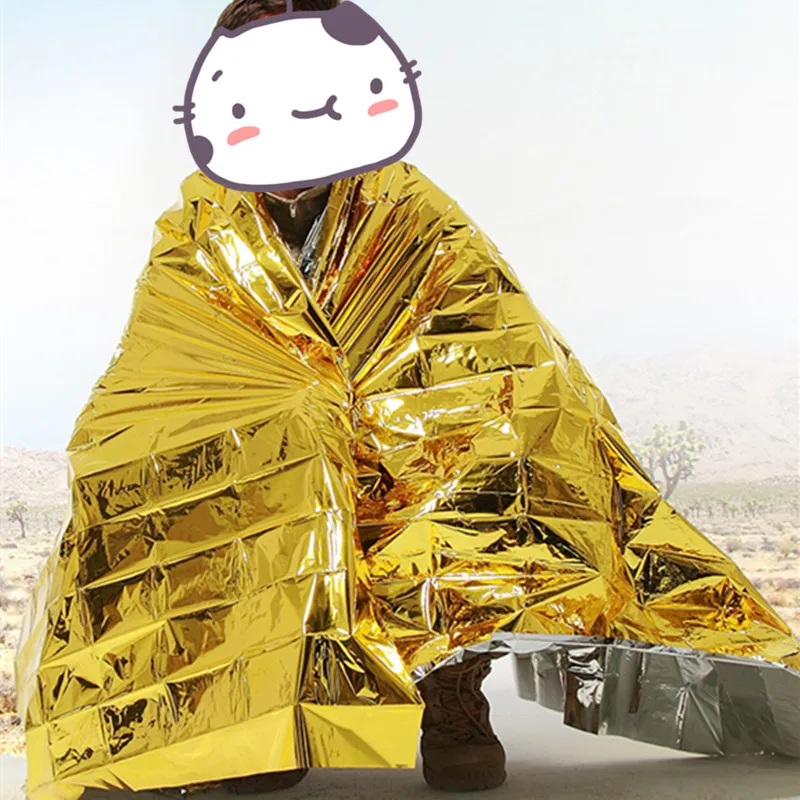 

2PCS first aid kit camp dry Hypothermia rescue emergent blanket survive keep foil mylar lifesave warm heat outdoor thermal