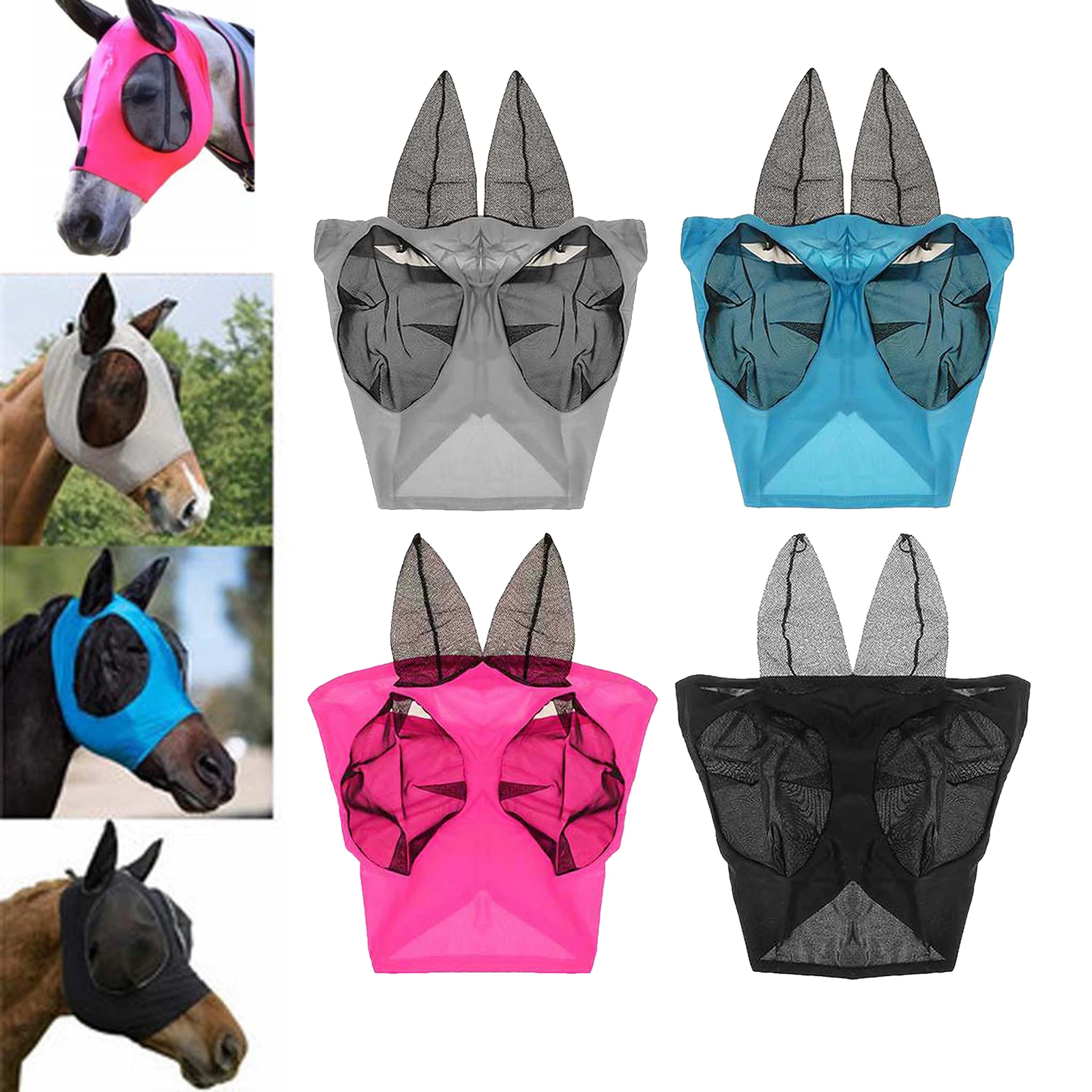 

Horse Fly with Ears Hood Pony Insect Flies Protective Equine Care Supplies