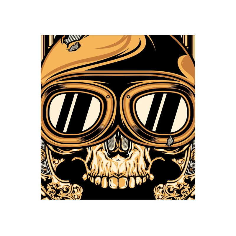 

Skull Skeleton Motorcycle Retro Old School Sticker Decal with Goggles #04014