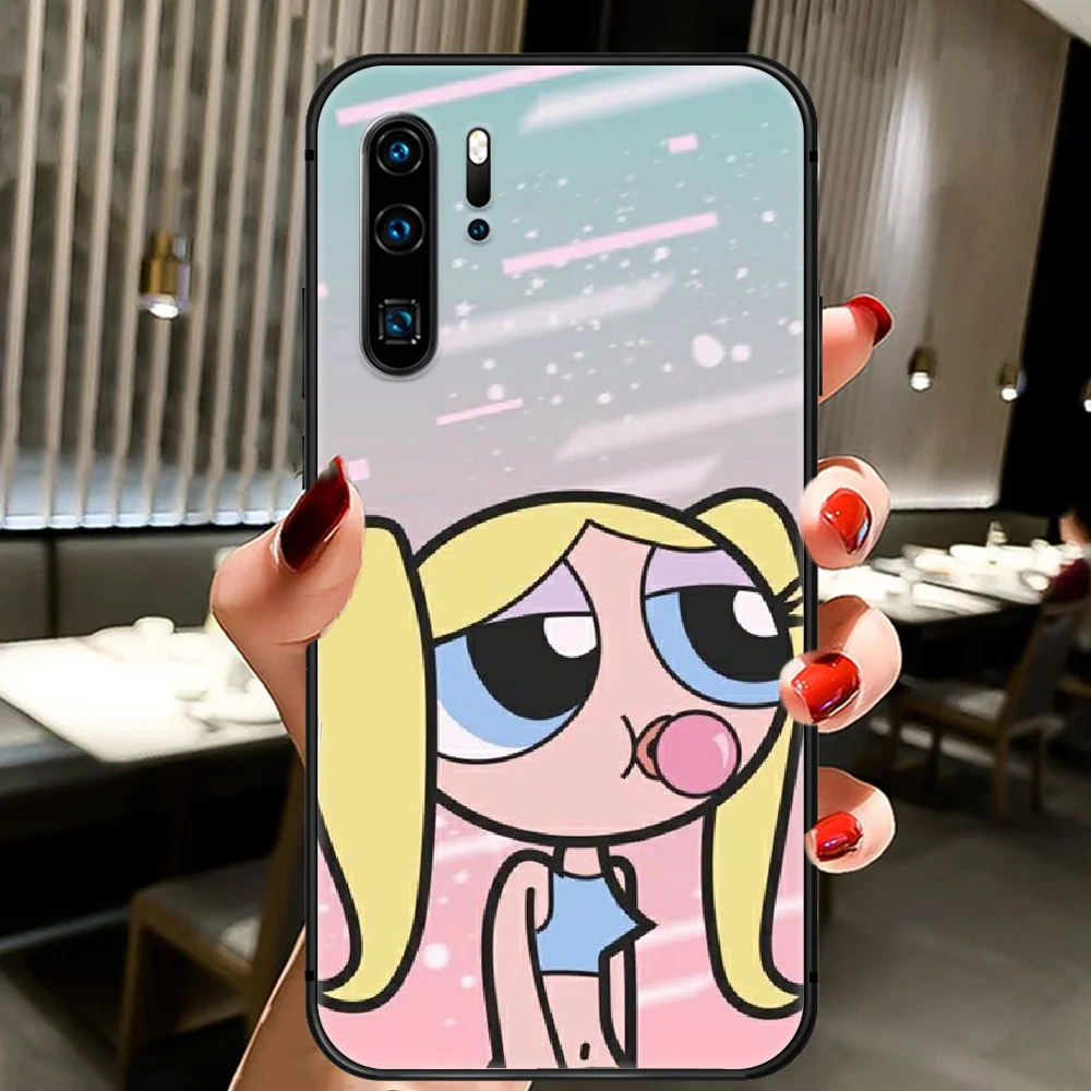 

Cartoon Cute Powerpuffs Girls Phone Case Cover Hull For Huawei P8 P9 P10 P20 P30 P40 Lite Pro Plus Smart Z 2019 black Cover