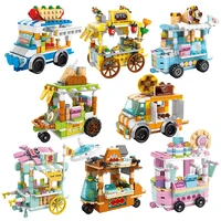 miniature food mini street view city building blocks ice cream car toy food shop figures bricks diy toys for children girls gift