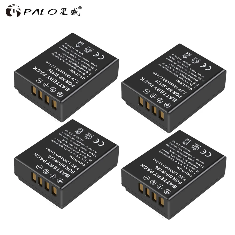 4 battery PALO ЖК-дисплей NPW126 USB цифровой зарядное устройство+ 2 шт. NP W126 NP-W126s камера Аккумулятор для Fujifilm Fuji X100F XPRO1 X-A1 HS50EXR XT1 X-T2 X-E1 - Цвет: 4 battery