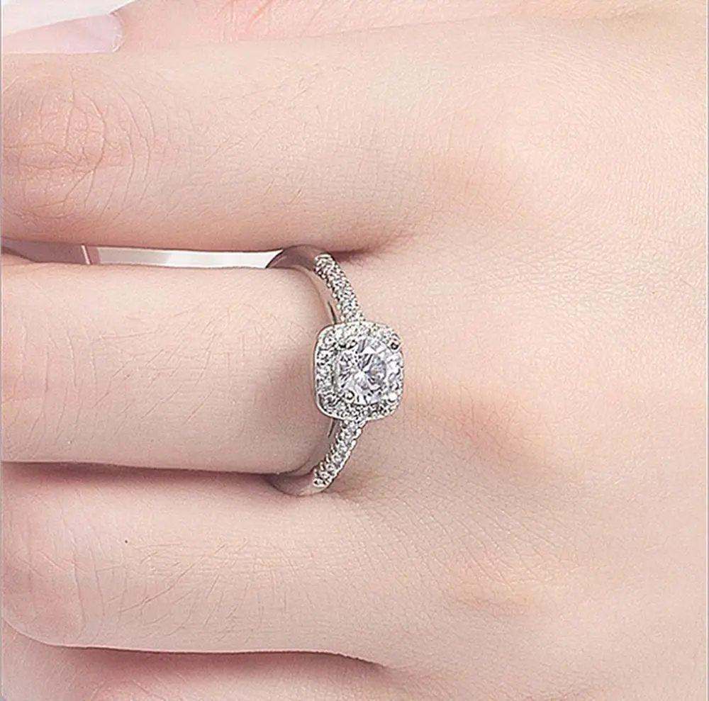 New Fashion Groove Oblique Single Row Rhinestone Rings Women Gold Silver Wedding Engagement Eternity Bridal Ring#D | Украшения и